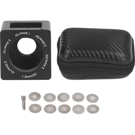 Aiguiseur tiges tungstène TIG – aluminium – tête broyeur – outil soudage – boîte rangement (1/5)