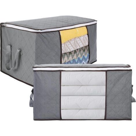 Clothes Storage Bag, 2PCS 90L Foldable Quilt Storage Bag, Under Bed Storage Bag with Reinforced Handle for Bedding Blankets Pillows Toys Jackets, 60x4 (1/5)