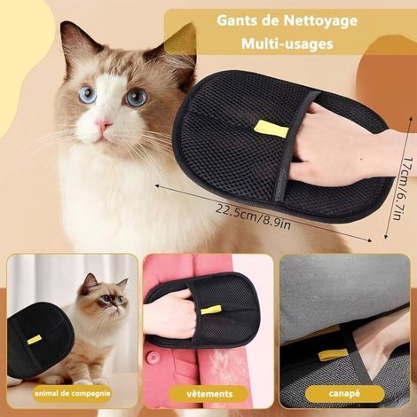 2pcs Gants Anti-Poils pour Animaux,Gant Poil Chat,Gants Antistatiques pour Poils d'animaux,Gants Réutilisables pour l'épilation (1/5)