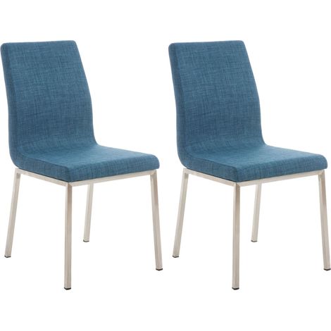 Lot de 2 chaises de salle à manger style épuré en tissu bleu et acier inoxydable 100007787 (1/5)