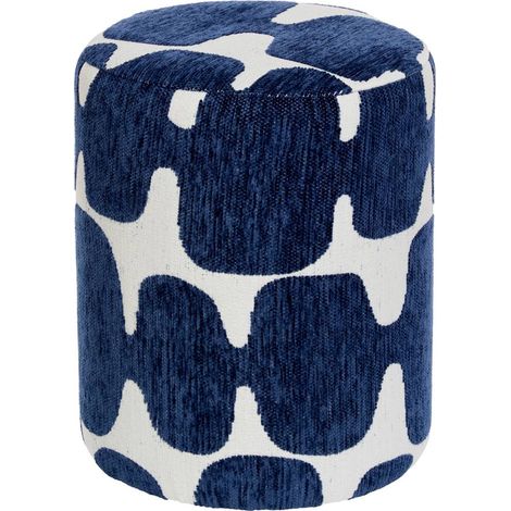 Pouf rotondo delor blue is white 30x36 cm - Atmosphera créateur d'intérieur