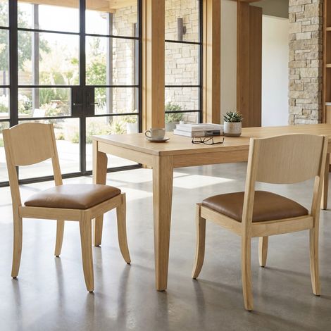 Wahson 2 PZ Sedie Cucina in Ecopelle, Imbottita da Pranzo Comoda Gambe in Legno per Cucina/Soggiorno/Ristorante, Marrone