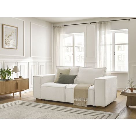 BOBOCHIC - Canapé droit convertible CHELSEA ouverture express tissu texturé 160x200 Blanc (1/5)