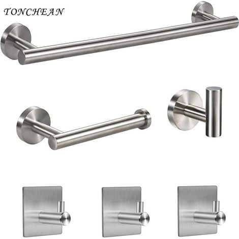 Porte-serviettes mural en acier inoxydable doré, lot de 6 accessoires de salle de bain et cuisine, support robuste pour serviettes, design élégant et moderne