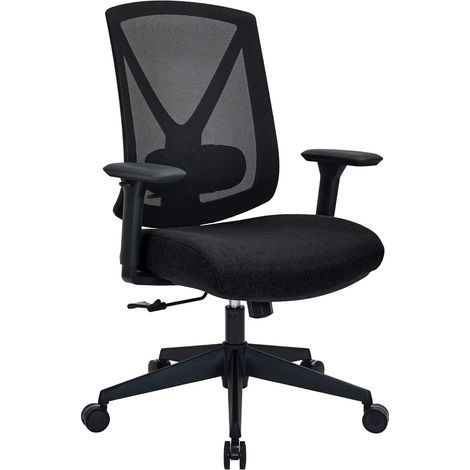 Bürostuhl / Drehstuhl Mirou Rücken Netz / Sitz Stoff schwarz hjh OFFICE (1/5)