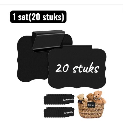 Lot de 20 étiquettes effaçables pour organiseurs de tiroirs et rangement de cuisine et de bureau couleur noire (1/5)