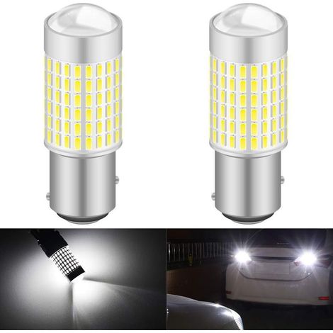 1157 BAY15D 7528 1016 Ampoule LED Haute Puissance 3014 puces extrêmement Lumineuses 3000 lumens 6500K Blanc xénon à remplacer pour Feux de Clignotant arrière de Frein de recul, (Paquet de 2) (1/5)