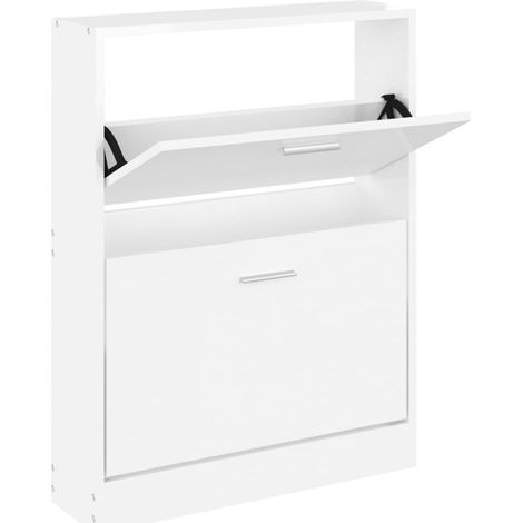 Shoe Cabinet High Gloss White 59x17x81 cm Engineered Wood vidaXL