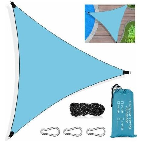 Vela ombreggiante triangolare, 3 x 3 x 3 m, impermeabile, con protezione UV e traspirante in HDPE, con corda, per patio, giardino, terrazza, piscina, uso esterno, blu TRIMEC (1/5)