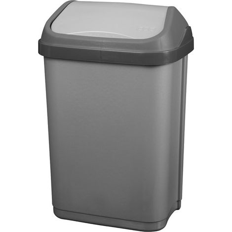 Bidone con coperchio basculante grigio argento 10l