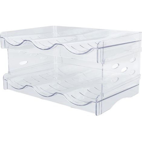 Organisateur de bouteilles d'eau empilable, double couche, en plastique transparent, support de rangement pour 3 bouteilles par étagère. (1/5)