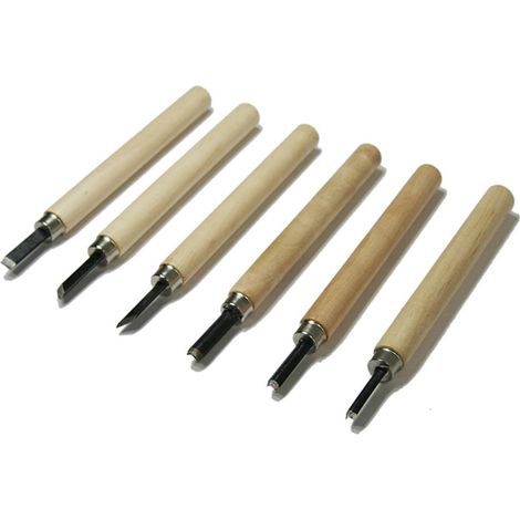 Multirex – Set de 6 mini ciseaux à bois – Manche en bois 101mm – Lames en acier pour sculpture et gravure – Précision artisanale (1/2)