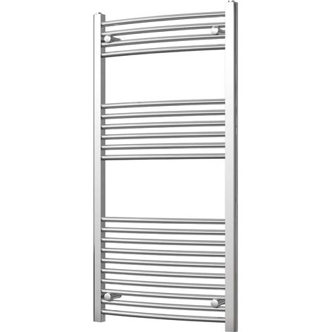 Zennor - Chrome Heated Towel Rail - H1200mm x W600mm - Curved (1/3)