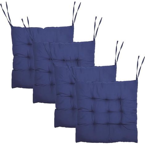 Lot de 4 Coussins de Chaise, 40 x 40 cm, Coussin pour Chaise d'Intérieur Argenté, Coussins Disponibles à l’intérieur et à l’extérieur, Coussins de Chaise pour (Bleu Royal) (1/5)