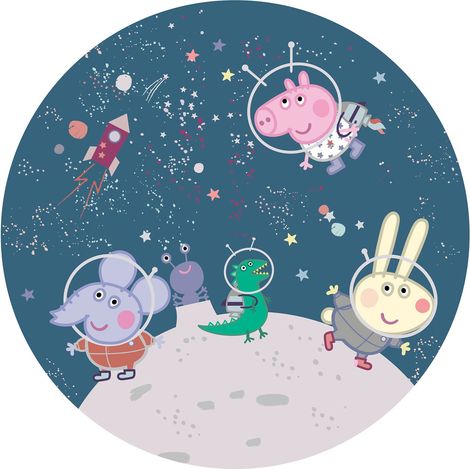 papier peint panoramique rond adhésif Peppa Cochon bleu foncé - Sanders & Sanders (1/3)