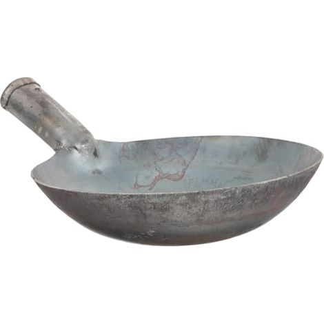 Louche en fer de 20 cm de diamètre. Pelle de nettoyage robuste pour fosses septiques et égouts. Grande tête de pelle pour le nettoyage agricole ou industriel. Cuillère à maçonnerie sans manche. (1/5)