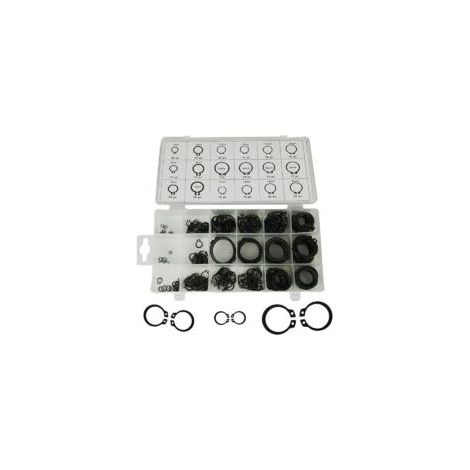 Set assortimento di anelli elastici a scatto, 300 pezzi, 18 misure, anelli elastici a scatto, kit assortimento anelli elastici, anelli elastici esterni con scatola nera (3mm-22mm) - Crezuo