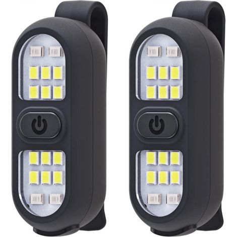 Clip-on flashlight, black, 5.82 x 22.3 cm, 2-pack, runner/cyclist light, rechargeable safety light for night walking, portable. (1/5)