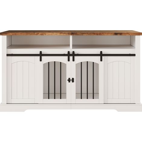 GagaMeuble cage pour chien blanc plateau brun vintage 153x60x85 cm (1/5)