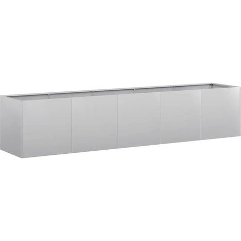 Jardinière grande profondeur pour jardin balcon 200 x 40 x 40 cm design moderne en acier galvanisé gris (1/5)