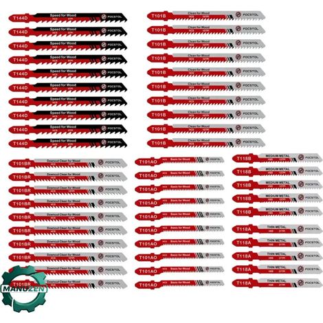 Manuzen - Lames de scie sauteuse T 50 pièces – bois, métal et plastique – Lot de 50 lames (1/4)