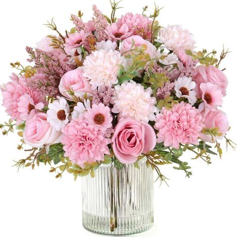 Lot de 4 bouquets de roses artificielles, 33 cm, roses en soie réalistes, pour décoration de table, cuisine, maison, rose