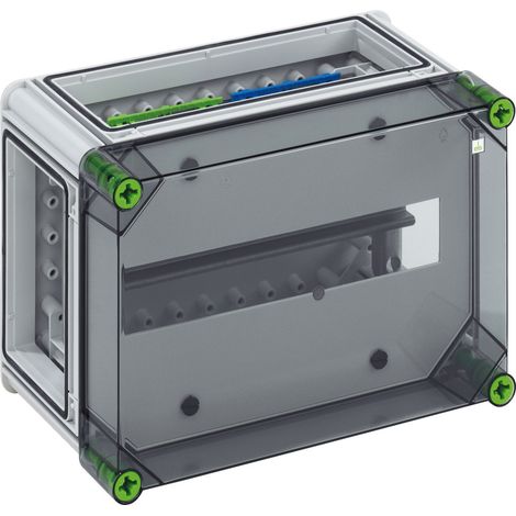 Spelsberg Automatengehäuse, transparent, Schutzart IP65, 14 TE, Schlagfestigkeit IK08, Schutzklasse II, Bemessungsisolationsspannung 400V AC, halogenfrei, 01511401