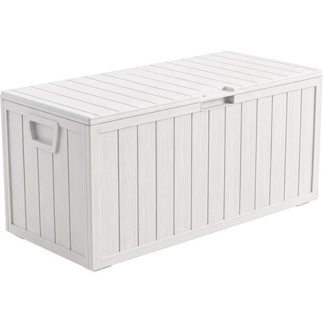 Neo 75 – Garten-Aufbewahrungskiste 110 x 46 x 53 cm, 285 l, abschließbarer Behälter aus weißem Kunststoff (1/5)