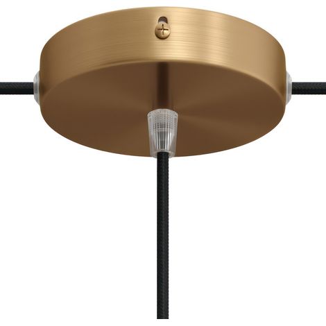 Kit rosace cylindrique en métal avec 1 trou central et 2 trous latéraux Conique - Bronze satiné (1/5)