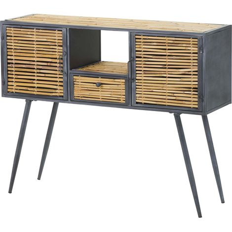 Bambus Metallkonsole Blau Braun 100X31X80 Cm (1/5)