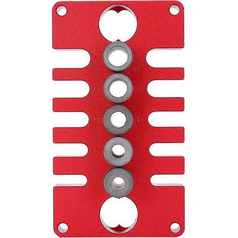 08650 Stempelpositionierer Dübelbohrlehre 3-in-1 Holzbearbeitungsbohrwerkzeuge Rote Aluminiumlegierungen