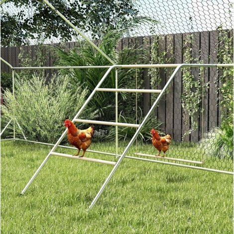 Gioco in legno per galline con 4 posatoi, altalena regolabile, 82 x 150 x 110 cm, argento OKMYHOME (1/5)