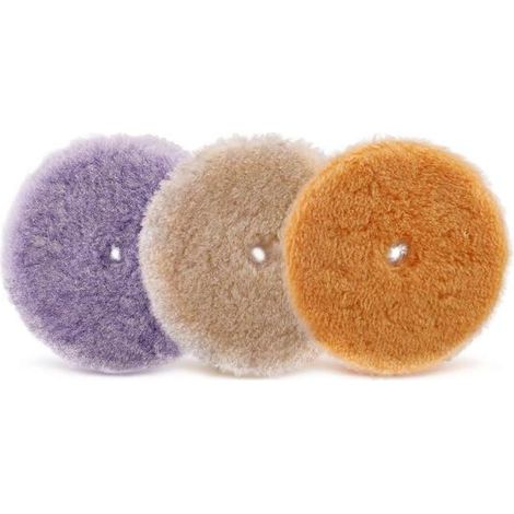Tampons de polissage dernier modèle 2025, lot de 3 tampons de 125 mm pour polisseuse auto, bonnet en laine, tampon de polissage en laine d'agneau pour polisseuse auto (1/5)