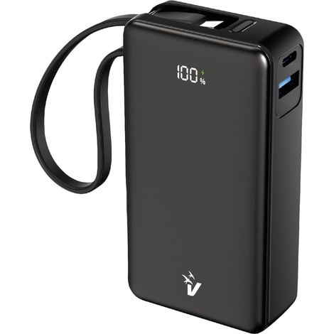 Vultech Power Bank VPB-LP10 10000mAh PD 35W Quick Charge USB-C Display LED Cavo Integrato (1/5)
