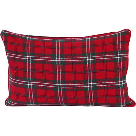 HOMESCAPES Housse de coussin à carreaux écossais Rouge, 30 x 50 cm