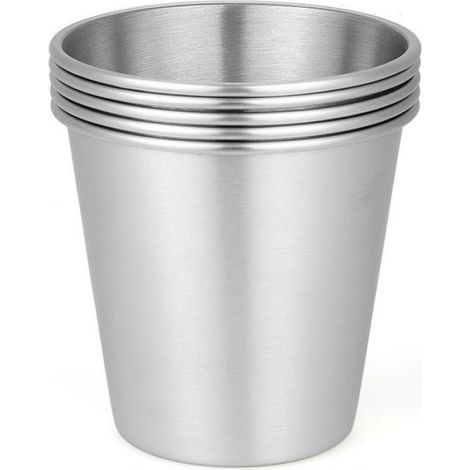 Lot de 5 tasses empilables en acier inoxydable, capacité 350 ml, pour usage quotidien et rangement pratique (1/5)