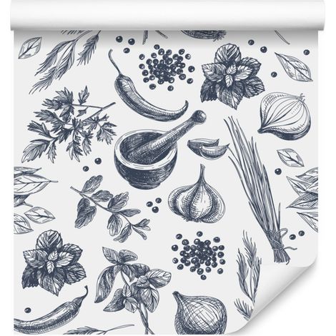 Papier peint Herbes et Épices pour Salon et Chambre 50x1000 cm (1/5)