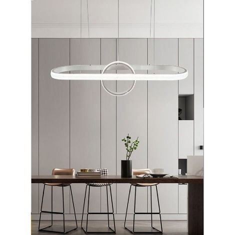 TrAdE Shop Traesio - Lampadario Sospeso Led Design Cerchio Ovale Bianco Moderno Pendente 54w Lp-30b - (1/2)