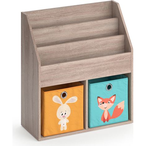 Libreria bambini Luigi, Sonoma, 72 x 79 cm con 2 scatole pieghevoli opt.1, Vicco