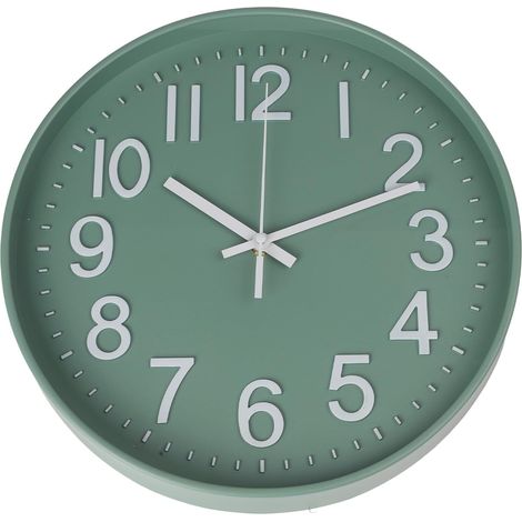Horloge Murale Silencieuse 30cm, Ronde, Vert Blanc, Moderne, Salon, Bureau, Chambre, Quartz, Sans Tic-Tac (1/5)