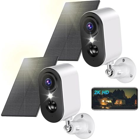 2K Caméra Surveillance WiFi avec Panneau Solaire - Caméra Surveillance WiFi Exterieure sans Fil Batterie, Vision Nocturne Couleur, Extérieure/Intérieure, PIR Détection Mouvement (1/5)