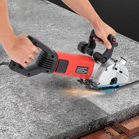 Fente murale électrique avec guide laser scie à béton 3500w 5000 tr / min profondeur et largeur maximales de rainure 40 x 42 mm lame de scie 133 mm pour brique béton marbre