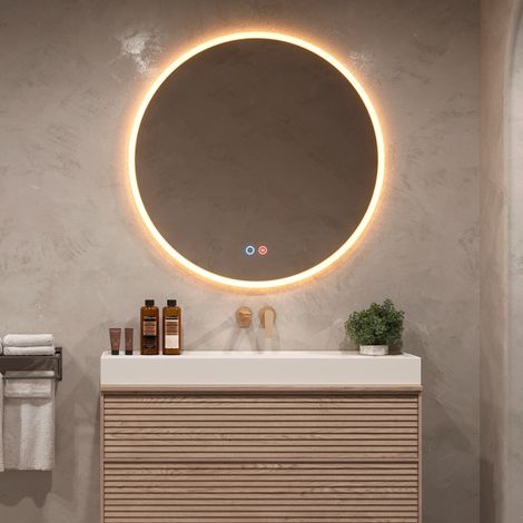 LEDIMEX-  Espejo Baño Redondo 80cm con Led y Antivaho Traslucido