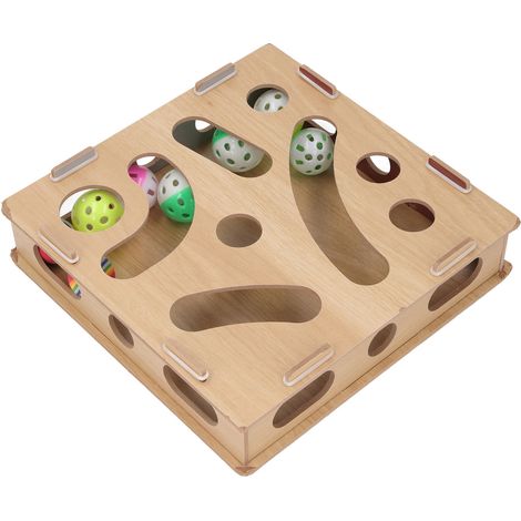 Boîte à jouets Puzzle interactif pour chat, exercice physique mental, planche Composite, labyrinthe avec boule de cloche pour chats d'intérieur (1/5)