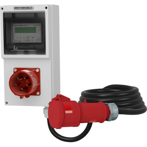 Compteur d'électricité mobile MID 32 A à lecture à distance, câble 5 × 4 mm², Doktorvolt DV-4333-ML