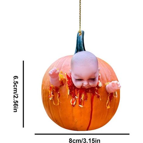 Suspension Halloween Citrouille en Acrylique pour Rétroviseur Intérieur Auto, Ornement Voiture Décoration Accessoire Portable (1/5)