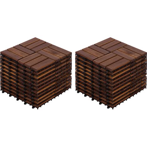 Dalles de terrasse clipsables en bois d’acacia 22 pièces 30 x 30 cm marron OKWISH (1/5)
