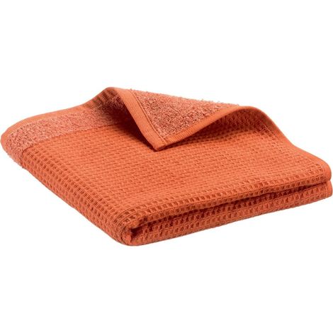 Essuie-mains et serviette de toilette recyclée Marmelade orange et rouge 50 x 100 cm - PANGIVO (1/3)