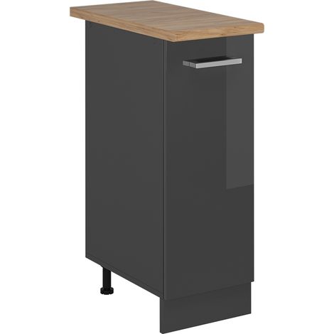 Meuble de cuisine R-Line, Anthracite Haute brillance, 30cm, PT Chêne, Vicco