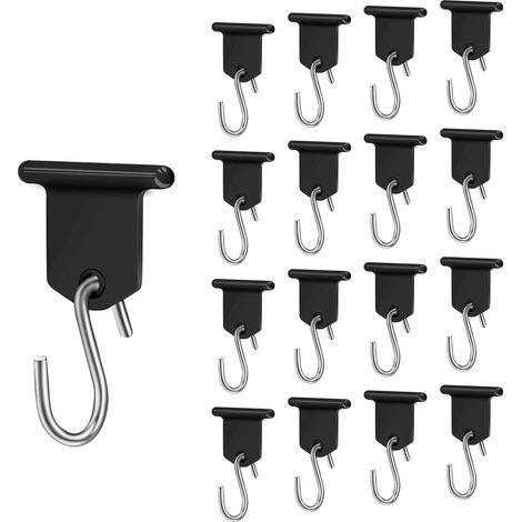 Crochet Auvent, 17 Paires Accessoires Auvent RV Facile a Installer en Forme de S, Crochet D'auvent de Camping Car pour Intérieures Extérieures Camping Car Caravane Tente Fournitures,Noir (1/5)